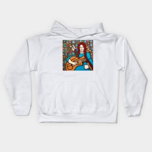 Woman playing a Guitar Kids Hoodie